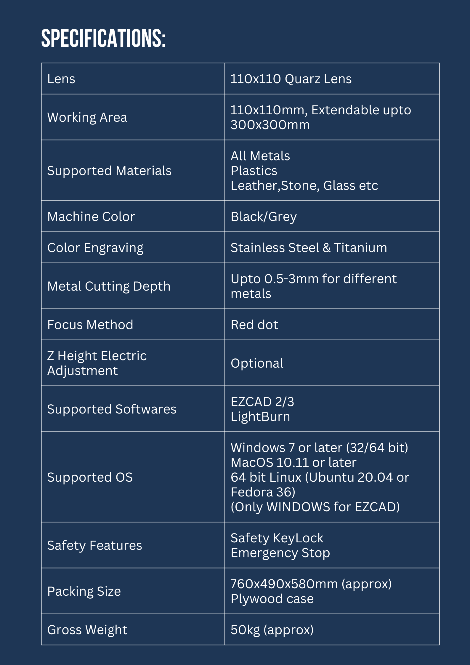 INFINITY LASER 100W JPT MOPA Fibre Laser Machine