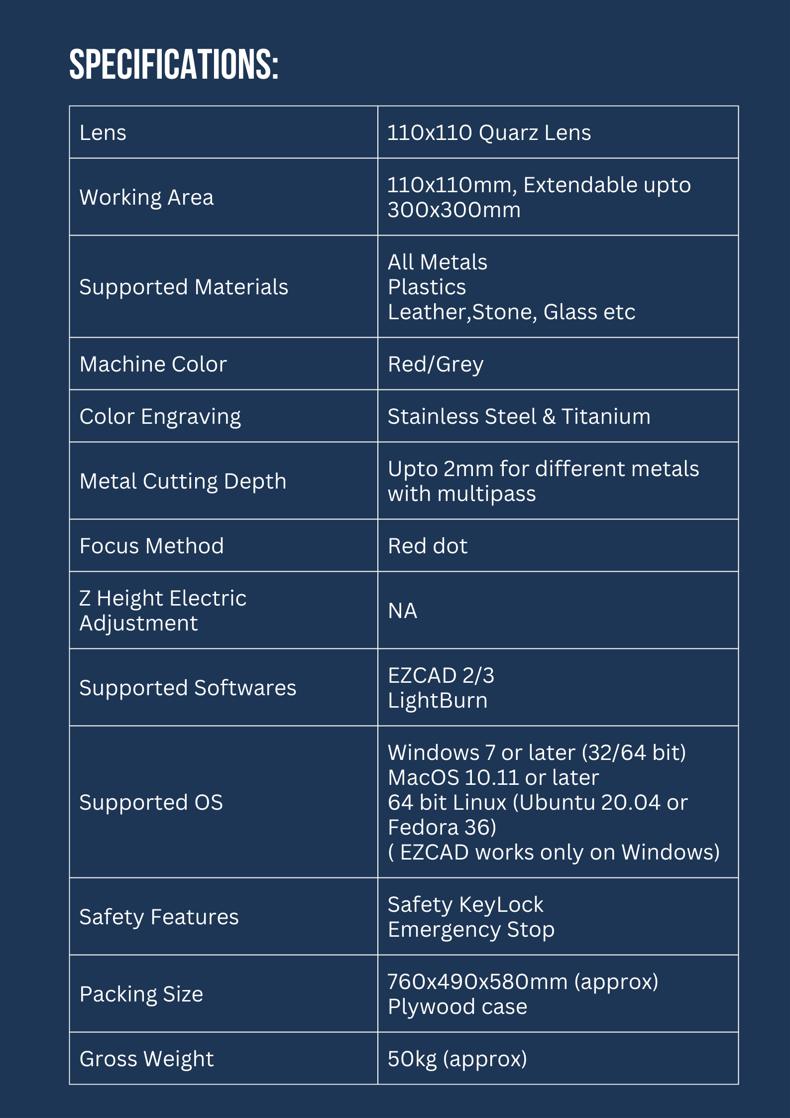 INFINITY LASER 60W JPT MOPA Fibre Laser Machine