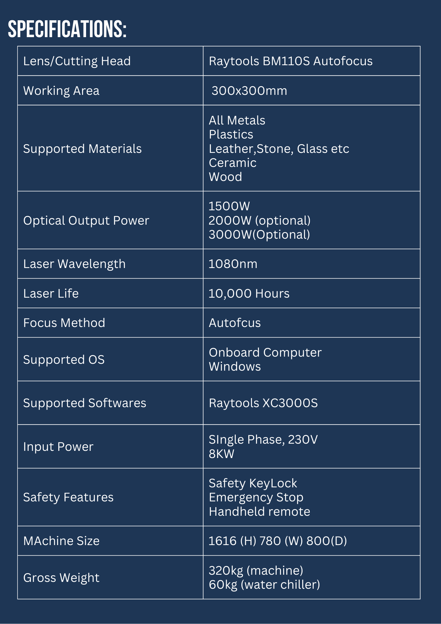 Infinity Laser XL-1500 Fibre Laser Cutting Machine 1500W