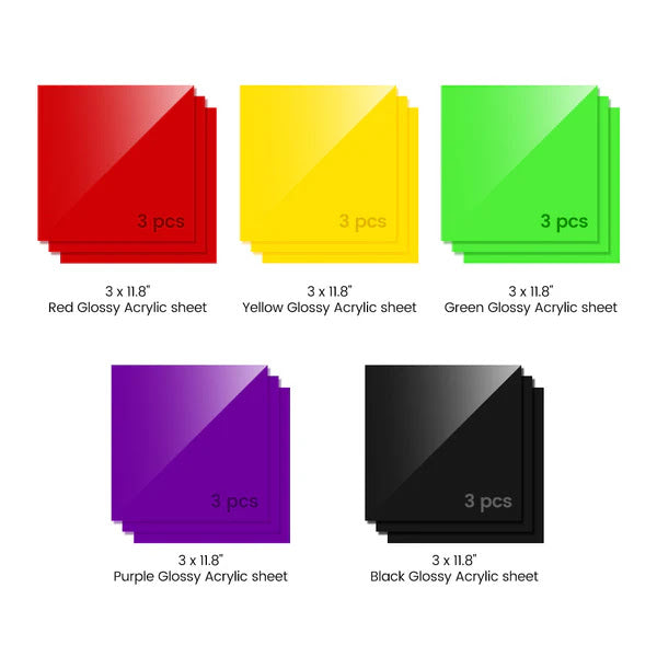 AlgoLaser 3mm Black Colorful Acrylic sheets (3pcs)
