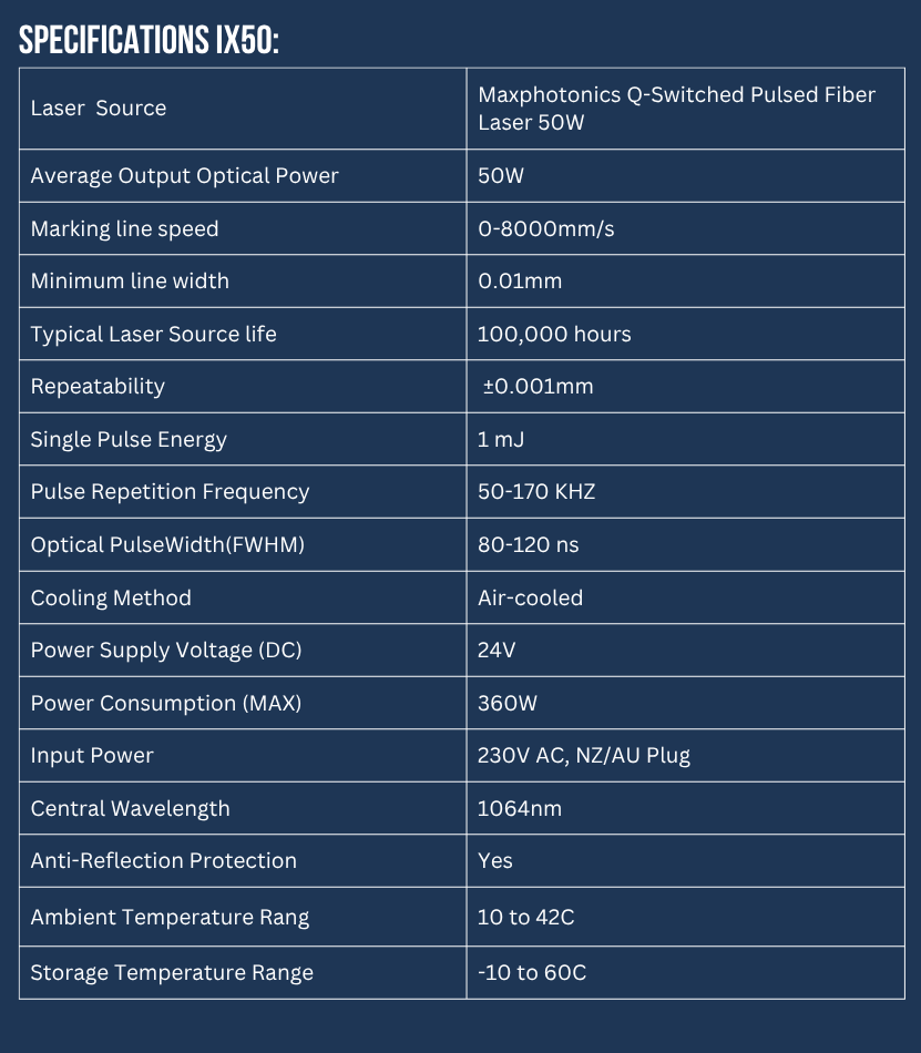 INFINITY LASER 50W MAX Fibre Laser Machine