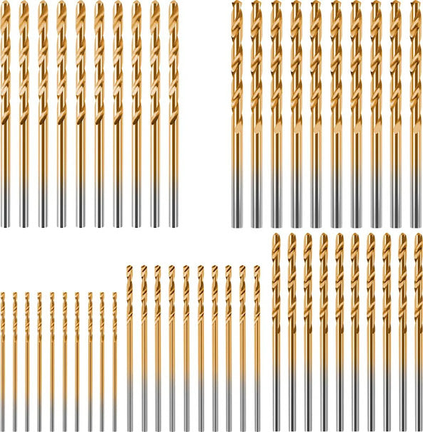 Titanium coated CNC drill bit set, set of 50