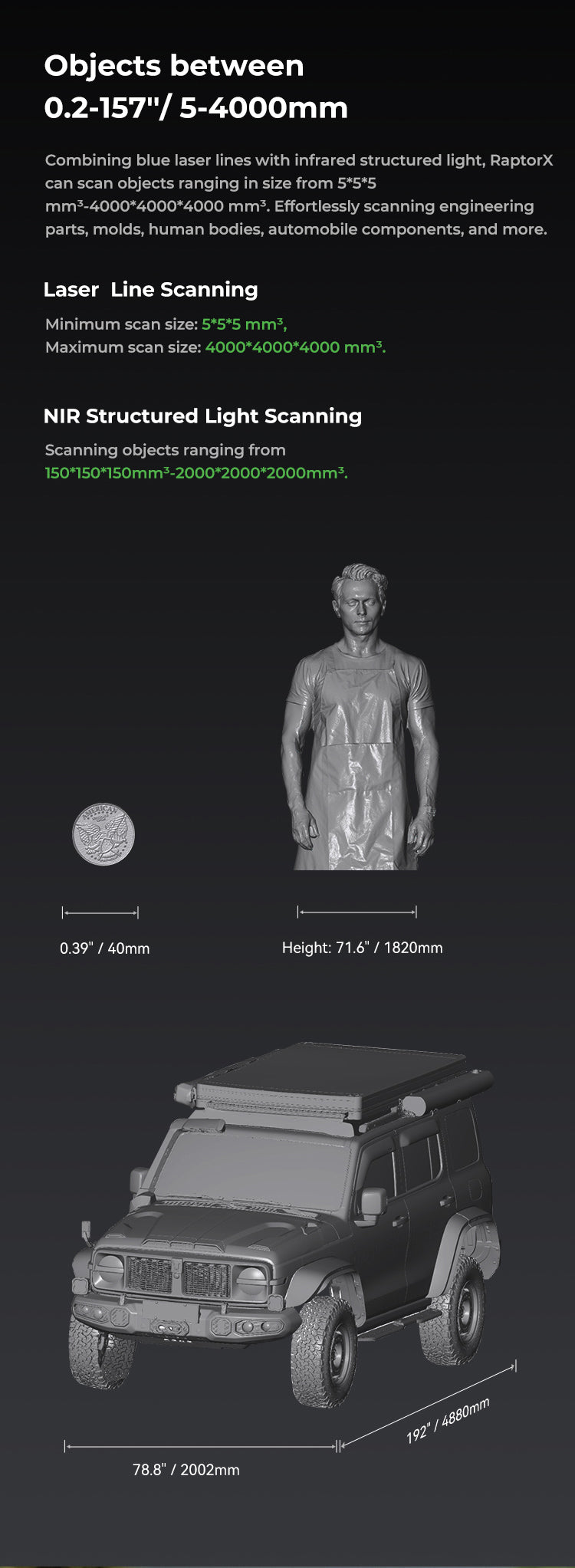 Creality RaptorX 3D Scanner Scan Bridge Combo- World's 1st Wireless Hybrid Blue Laser NIR Scanner