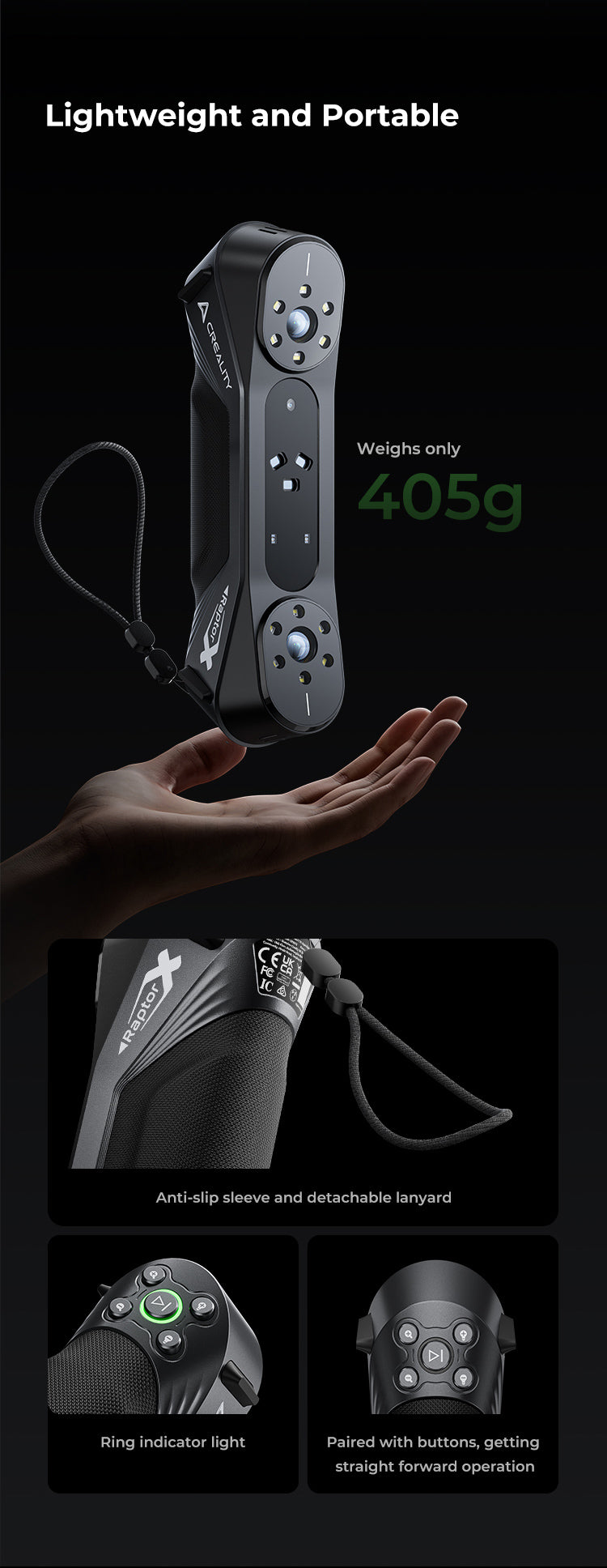 Creality RaptorX 3D Scanner Scan Bridge Combo- World's 1st Wireless Hybrid Blue Laser NIR Scanner