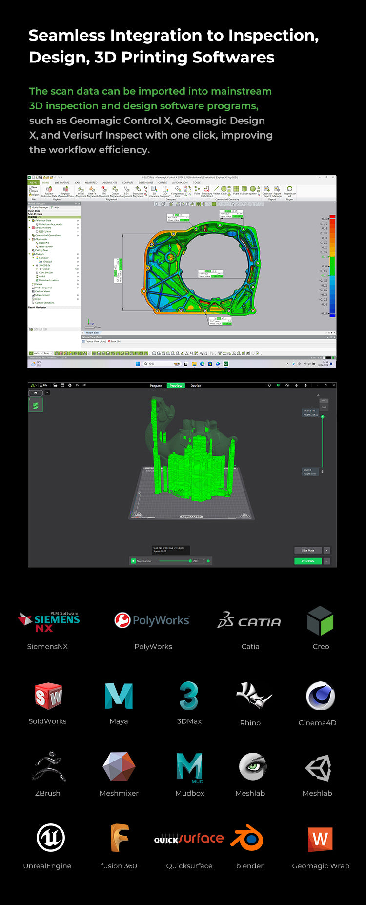 Creality RaptorX 3D Scanner Scan Bridge Combo- World's 1st Wireless Hybrid Blue Laser NIR Scanner