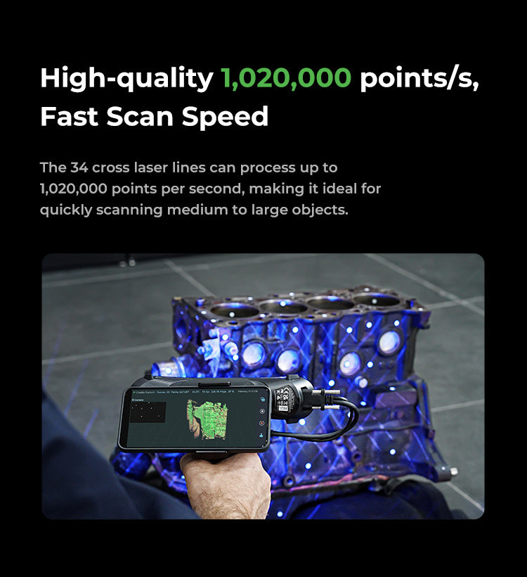 Creality RaptorX 3D Scanner Scan Bridge Combo- World's 1st Wireless Hybrid Blue Laser NIR Scanner