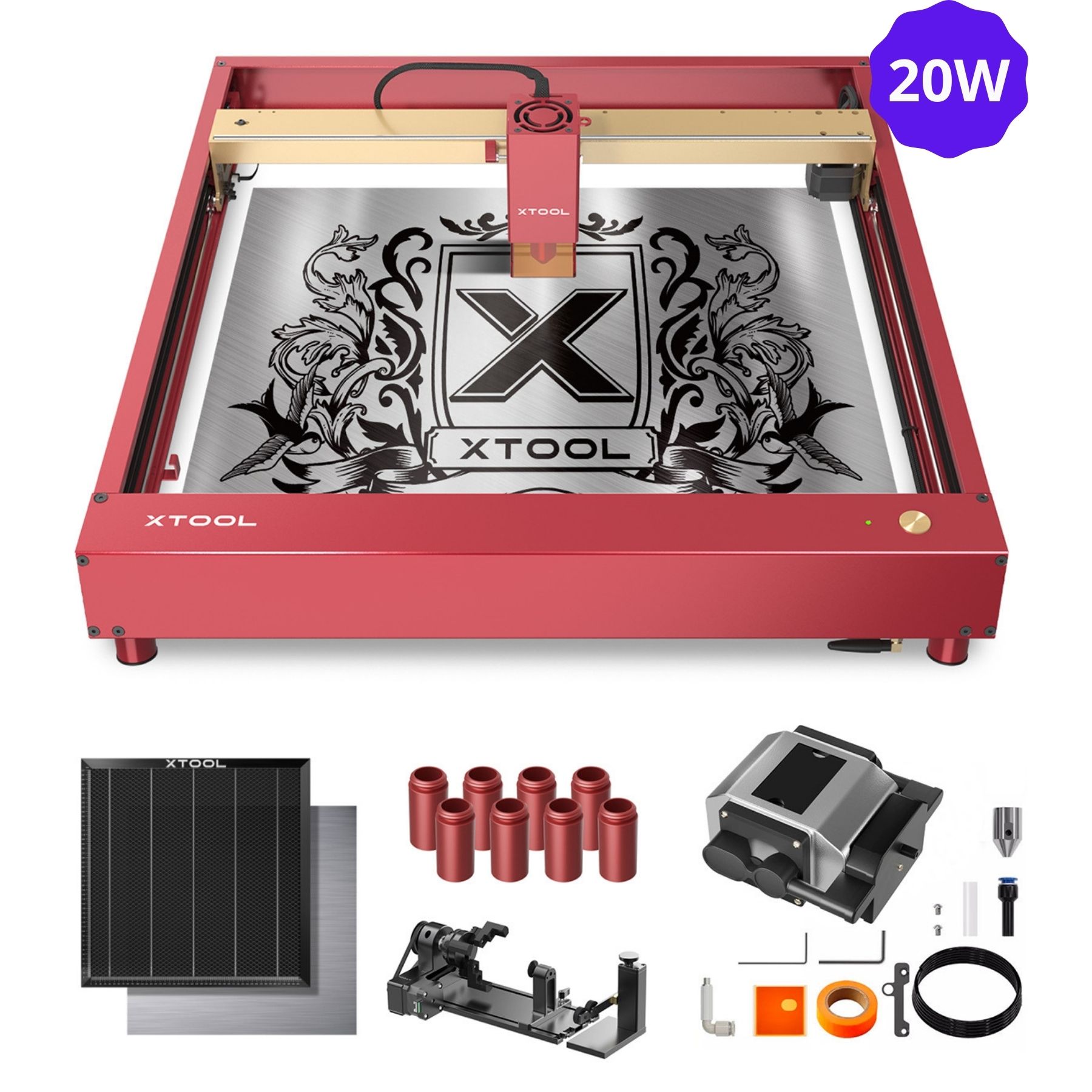 D1Pro-Red (1) (1) xTool D1 Pro 20W Higher Accuracy Diode DIY Laser Engraving & Cutting Machine - Image 1