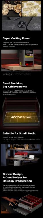 Creality Falcon2 Pro 40W, Fully Enclosed Laser Engraver & Cutter - Image 5