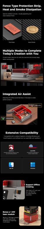 Creality Falcon2 Pro 40W, Fully Enclosed Laser Engraver & Cutter - Image 6
