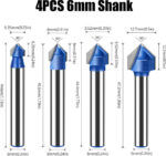 V-groove CNC cutter 90° 6 mm set of 4 - Image 4